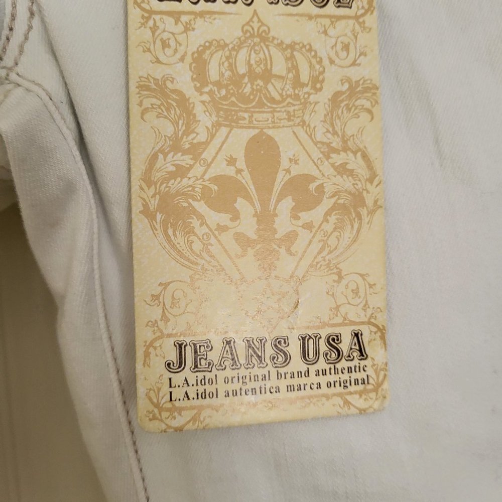 NWT LA Idol USA White Bootcut Embellished Jeans size 5 - Picture 4 of 6
